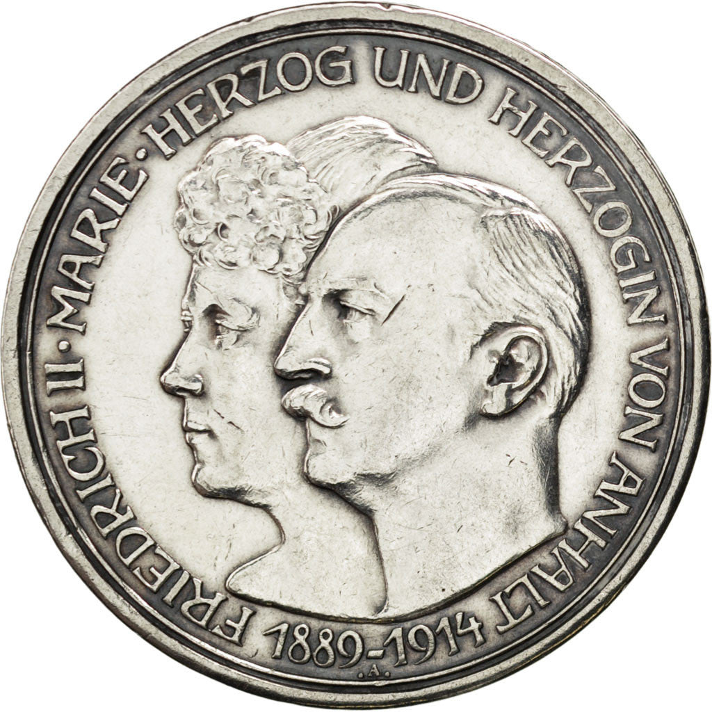 Stati tedeschi, ANHALT-DESSAU, Friedrich II, 3 Mark, 1914, Berlin, BB+, Argen...