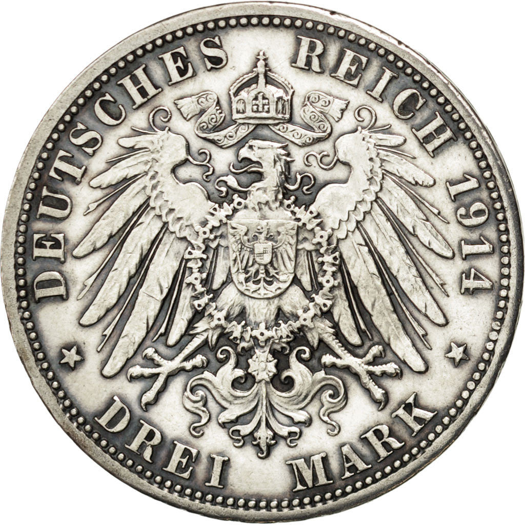 Stati tedeschi, ANHALT-DESSAU, Friedrich II, 3 Mark, 1914, Berlin, BB+, Argen...