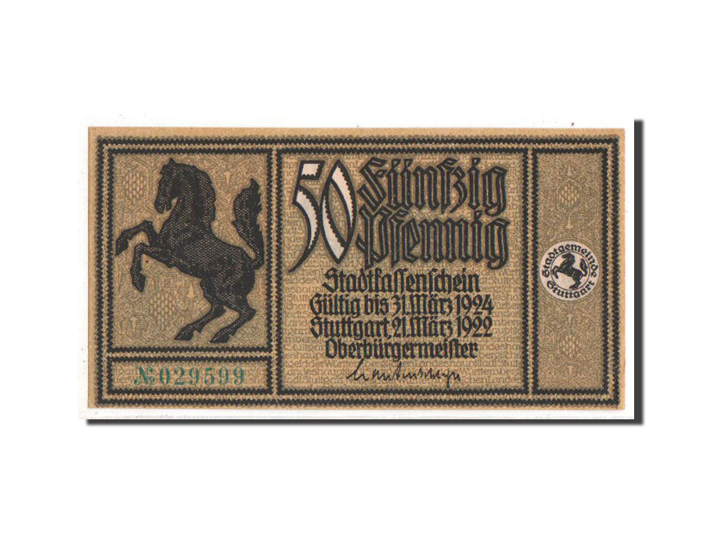 Banknote, Germany, Stuttgart Stadt, 50 Pfennig, 1922, UNC(63), Mehl:1289.2a
