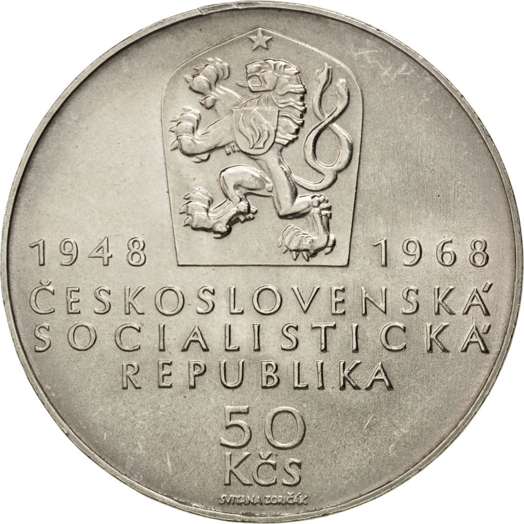 Cecoslovacchia, 50 Korun, 1968, SPL, Argento, KM:65