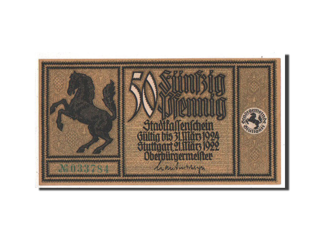 Banknote, Germany, Stuttgart Stadt, 50 Pfennig, 1922, UNC(63), Mehl:1289.2a