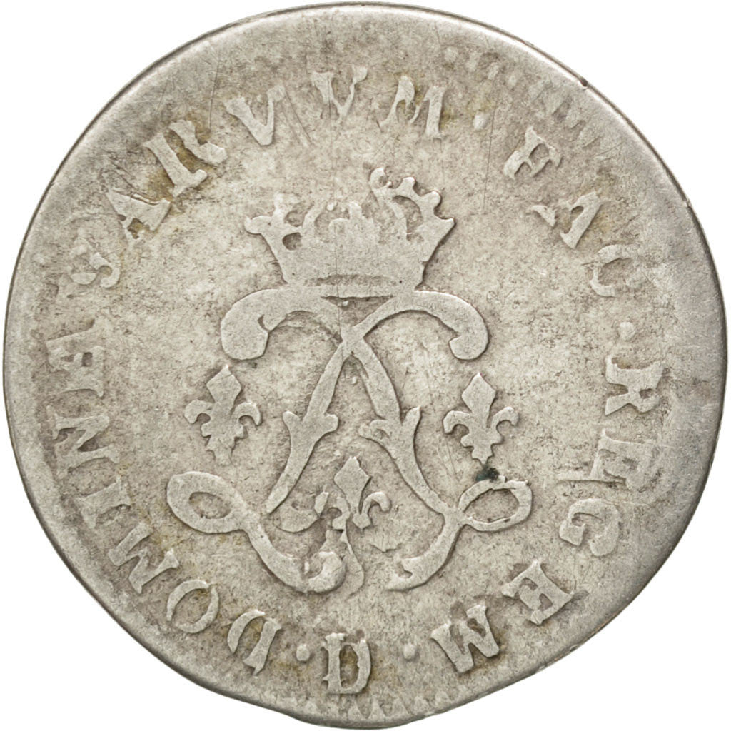 Moneda, Francia, Louis XIV, 4 Sols aux 2 L, 4 Sols 2 Deniers, 1692, Lyon, BC+
