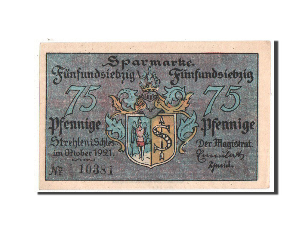 Banknote, Germany, Schlesien, 75 Pfennig, 1921, 1921-10-01, UNC(63)