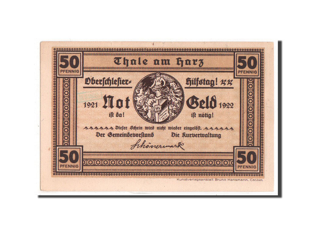 Banknote, Germany, Thale a.Harz Stadt, 50 Pfennig, 1921, UNC(60-62)