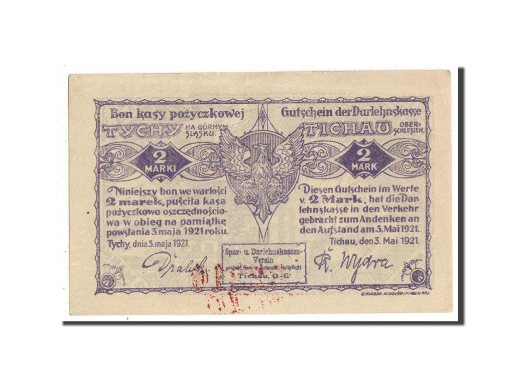 Germany, Polnisch Oberschlesien, 2 Mark, 1921, UNC(63), 02211, Mehl #1322.1b