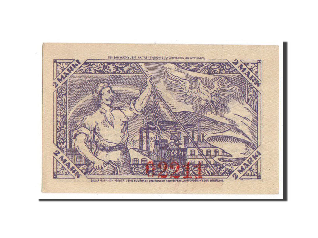 Germany, Polnisch Oberschlesien, 2 Mark, 1921, UNC(63), 02211, Mehl #1322.1b