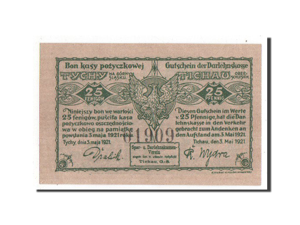 Germany, Polnisch Oberschlesien, 25 Pfennig, 1921, UNC(63), 01909, Mehl #1322.1a