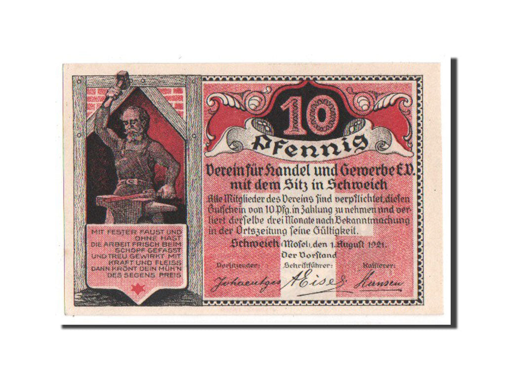 Germany, Schweich, 10 Pfennig, 1921, UNC(65-70), Mehl #1209.4