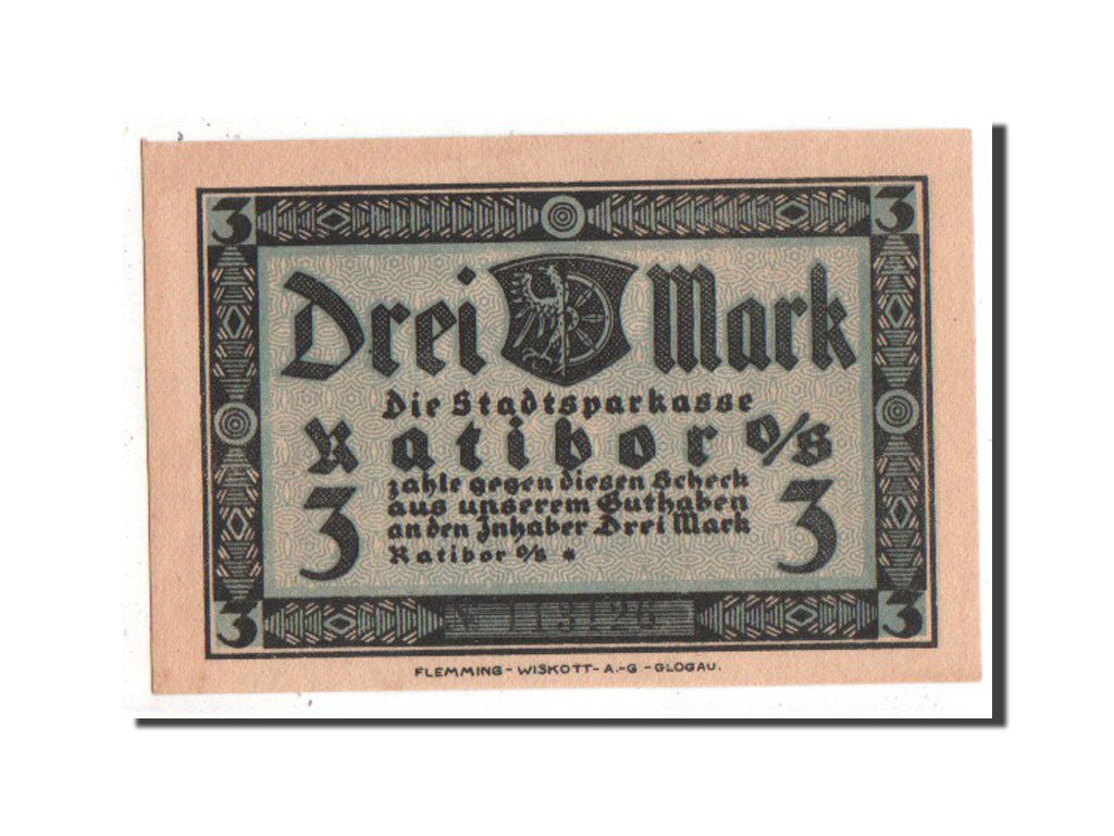 Germany, Ratibor Stadtsparkasse, 3 Mark, 1922, UNC(63), 113126, Mehl #1100.1c
