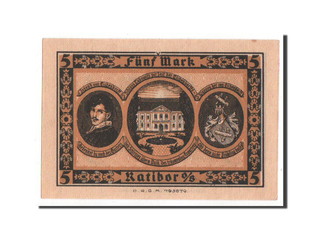 Banknote, Germany, Ratibor Stadtsparkasse, 5 Mark, 1922, UNC(63), Mehl:1100.1c