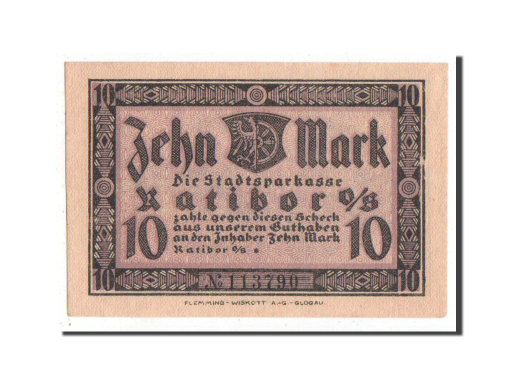 Banknote, Germany, Ratibor Stadtsparkasse, 10 Mark, 1922, UNC(63), Mehl:1100.1c