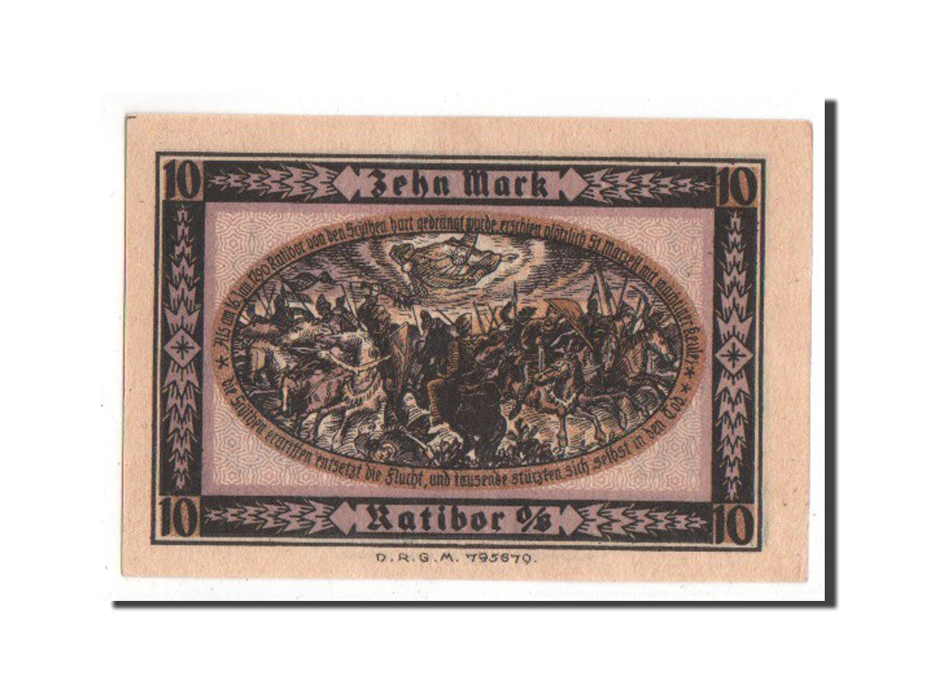 Banknote, Germany, Ratibor Stadtsparkasse, 10 Mark, 1922, UNC(63), Mehl:1100.1b