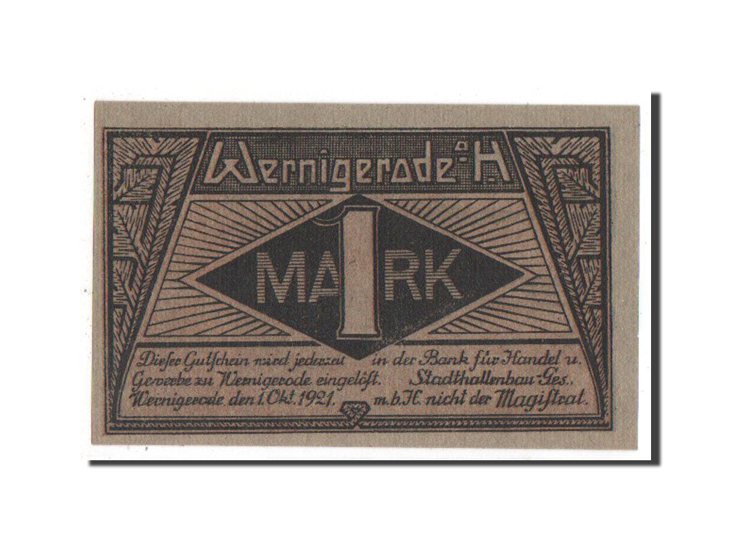 Banknote, Germany, Wernigerode Stadt, 1 Mark, 1921, UNC(63), Mehl:1408.1