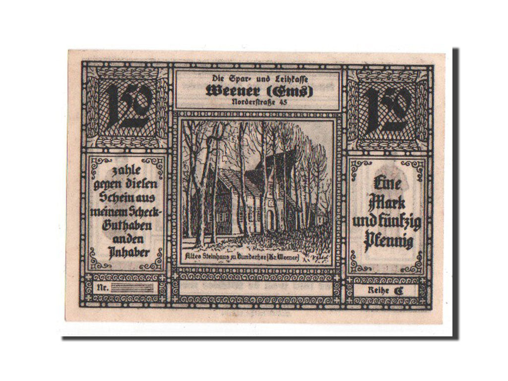 Biljet, Duitsland, Weener a.d. Ems Flecken, 1.5 Mark, 1922, SPL, Mehl:1389.1b