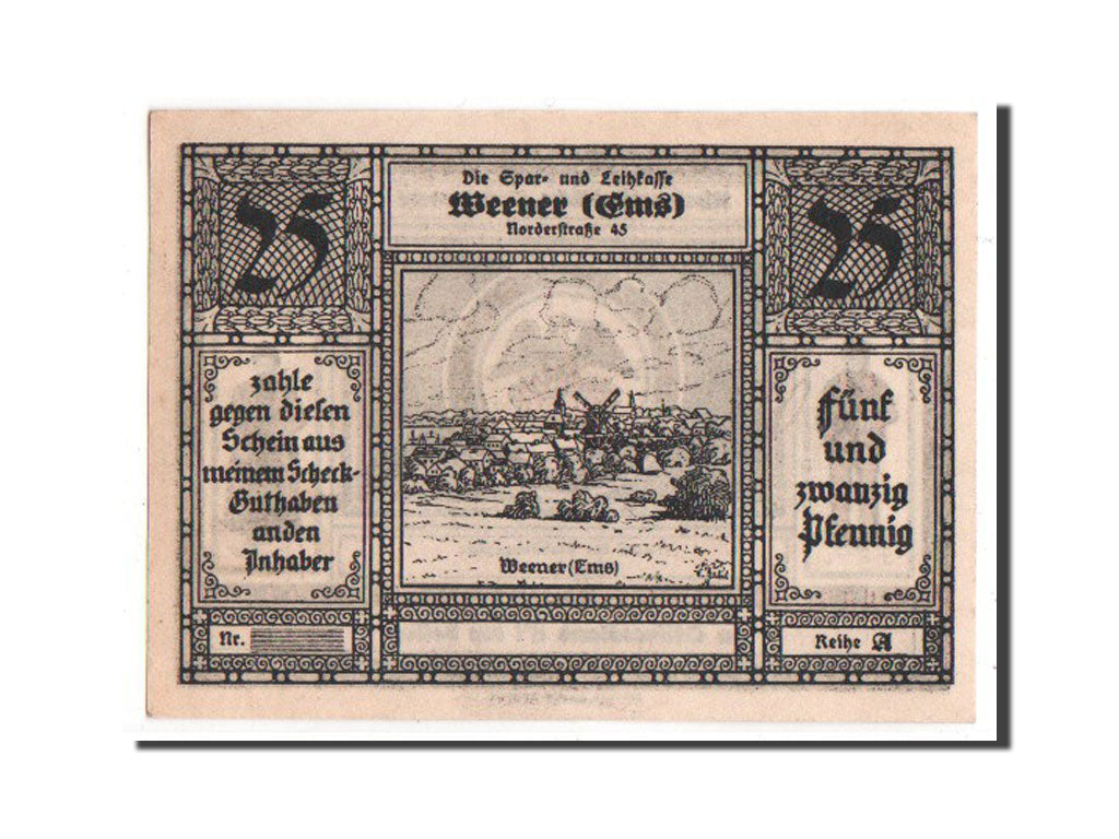 Banknote, Germany, Weener a.d. Ems Flecken, 25 Pfennig, 1922, UNC(63)