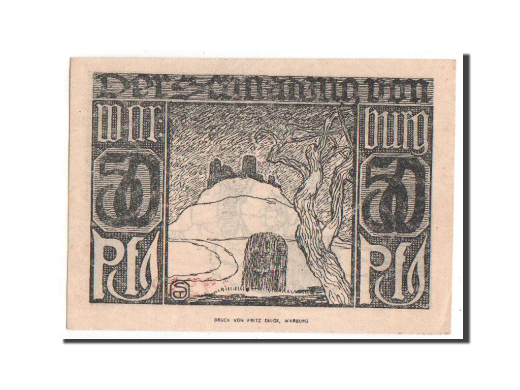 Germany, Warburg Stadt, 50 Pfennig, 1921, UNC(63), 7252, Mehl #1376.1