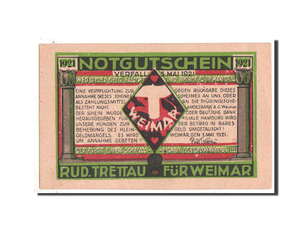 Germany, Weimar Stadt, 10 Pfennig, 1921, UNC(63), Mehl #1400.1a