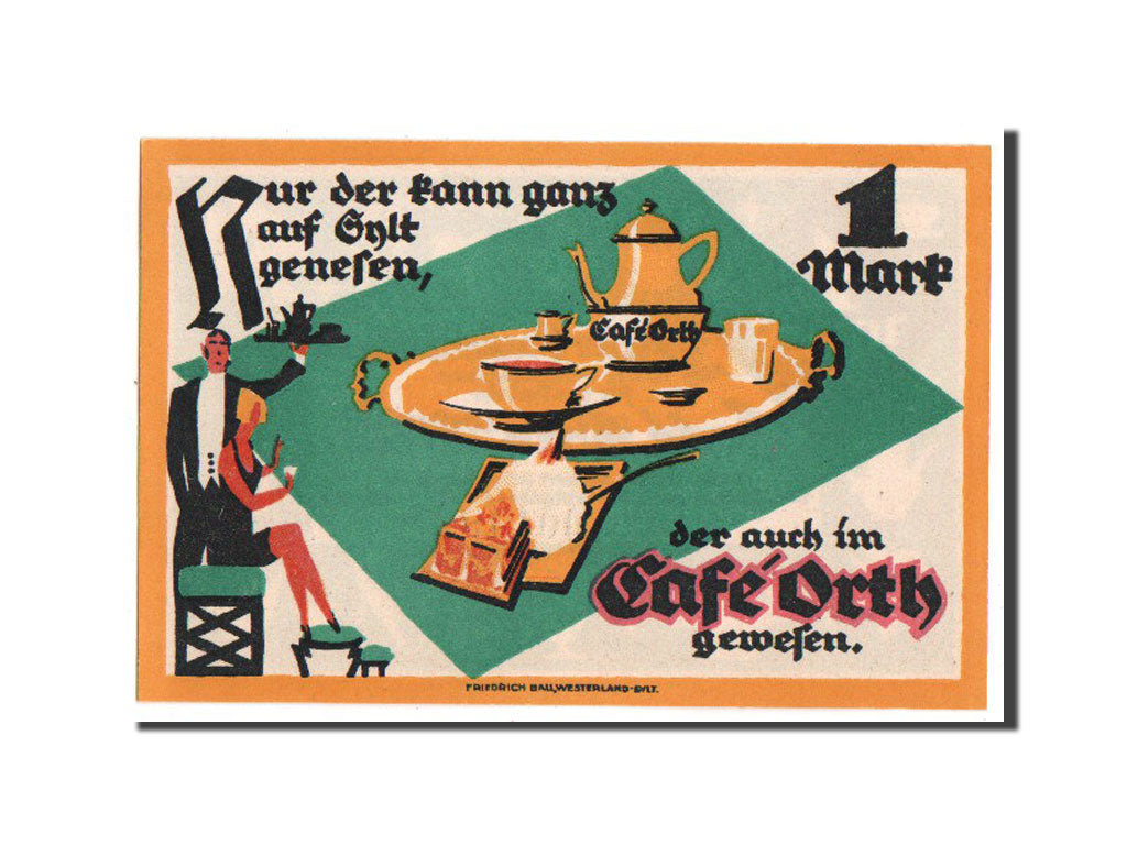 Banknote, Germany, Westerland Schleswig Holstein, 1 Mark, 1921, UNC(65-70)