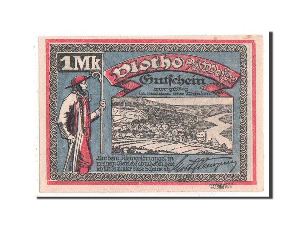 Germany, Vlotho, 1 Mark, 1922, UNC(63), Mehl #1367.1