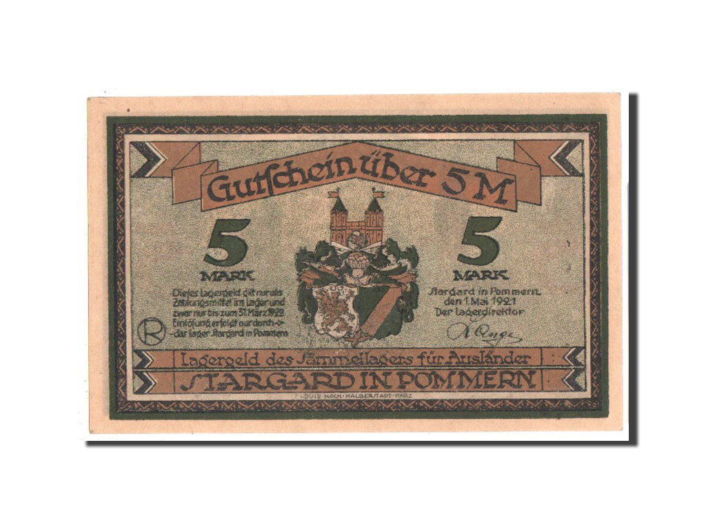 Banknote, Germany, Stargard, 5 Mark, 1921, UNC(60-62), Mehl:1255.1b
