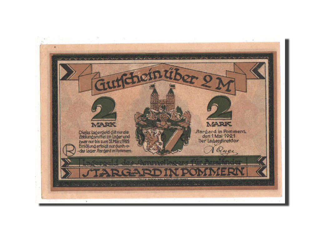Billete, Alemania, Stargard, 2 Mark, 1921, SC, Mehl:1255.1b