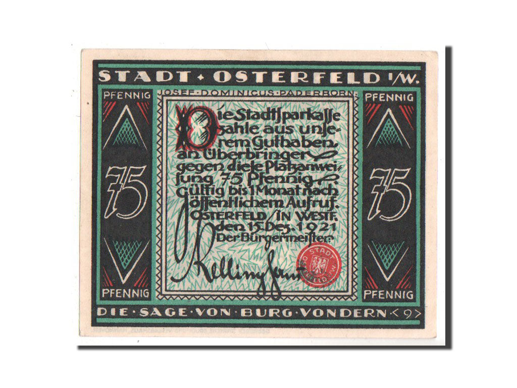 Banknote, Germany, Westfalen, 75 Pfennig, 1921, UNC(63), Mehl:1033.2