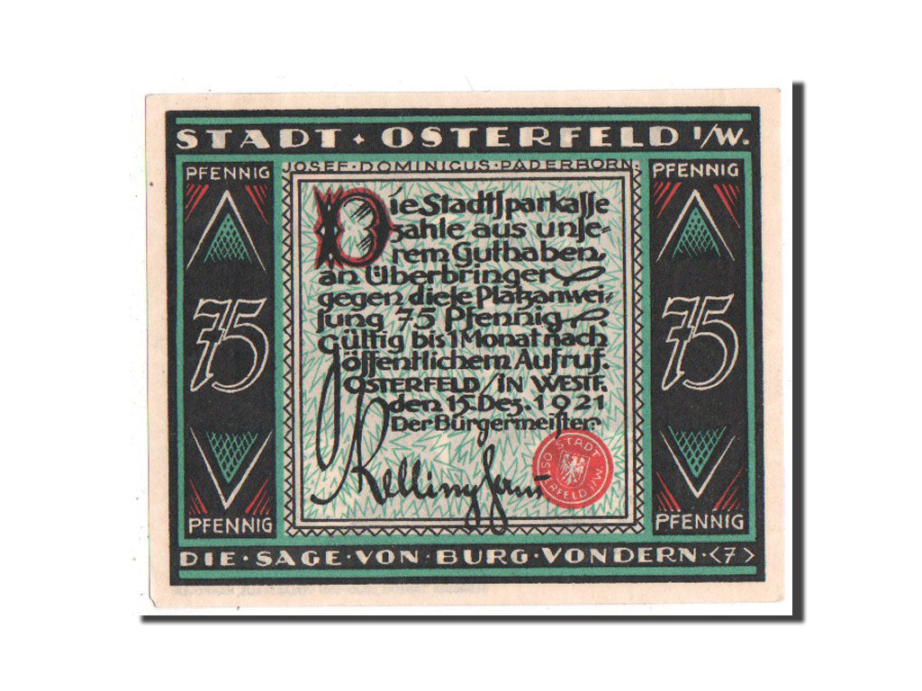 Banknote, Germany, Westfalen, 75 Pfennig, 1921, UNC(63), Mehl:1033.2