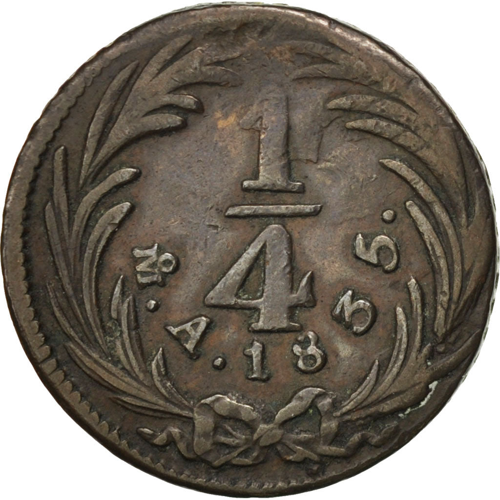 MEXICO, 1/4 Real, Un Quarto/Una Quartilla, 1835, Mexico City, KM #358,...