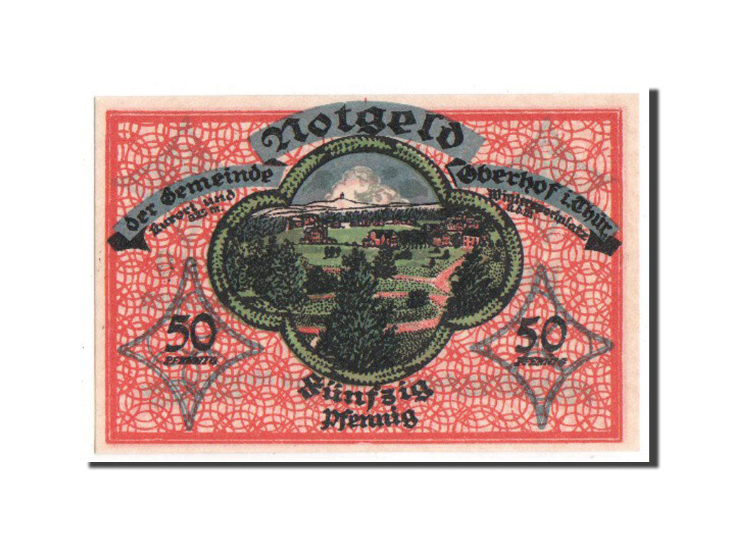 Banconote, Germania, Oberhof Gemeinde, 50 Pfennig, 1919, SPL, Mehl:996.1c