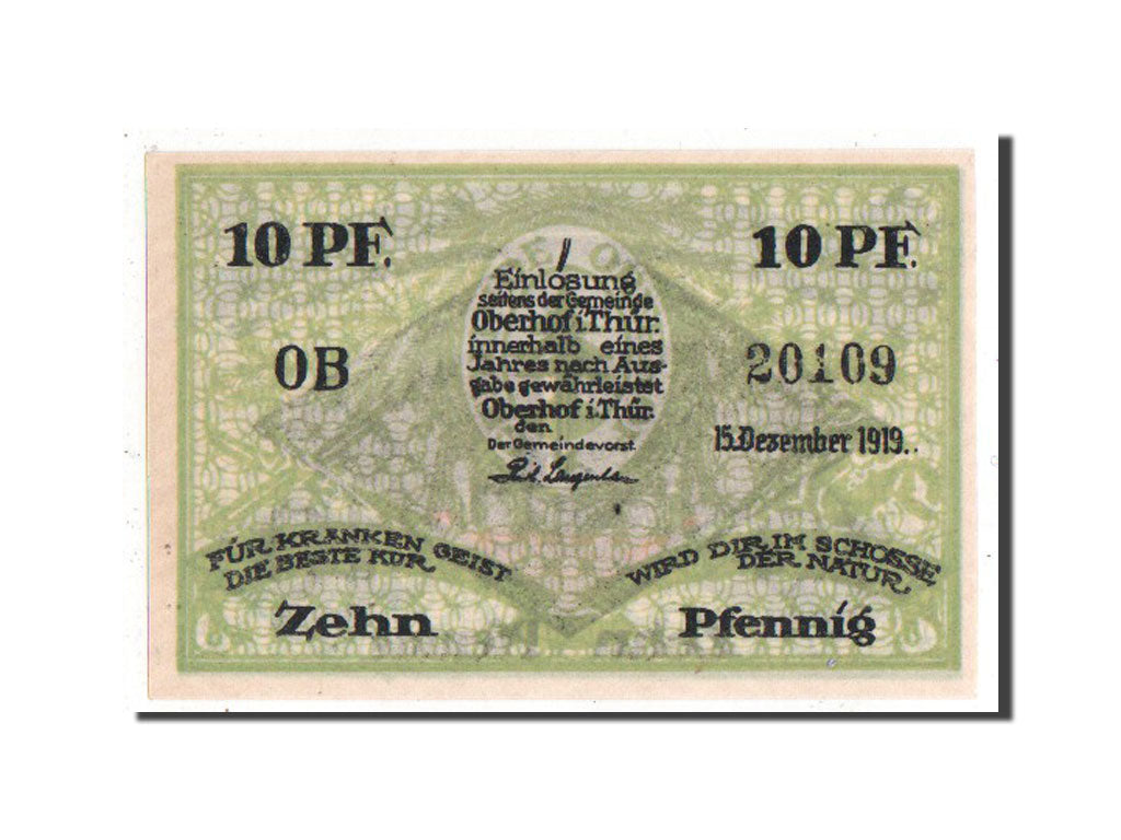 Banknote, Germany, Oberhof Gemeinde, 10 Pfennig, 1919, UNC(63), Mehl:996.1c