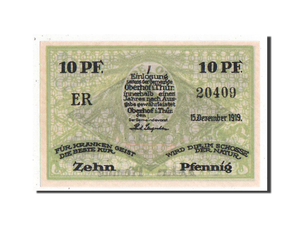 Banknote, Germany, Oberhof Gemeinde, 10 Pfennig, 1919, UNC(63), Mehl:996.1c