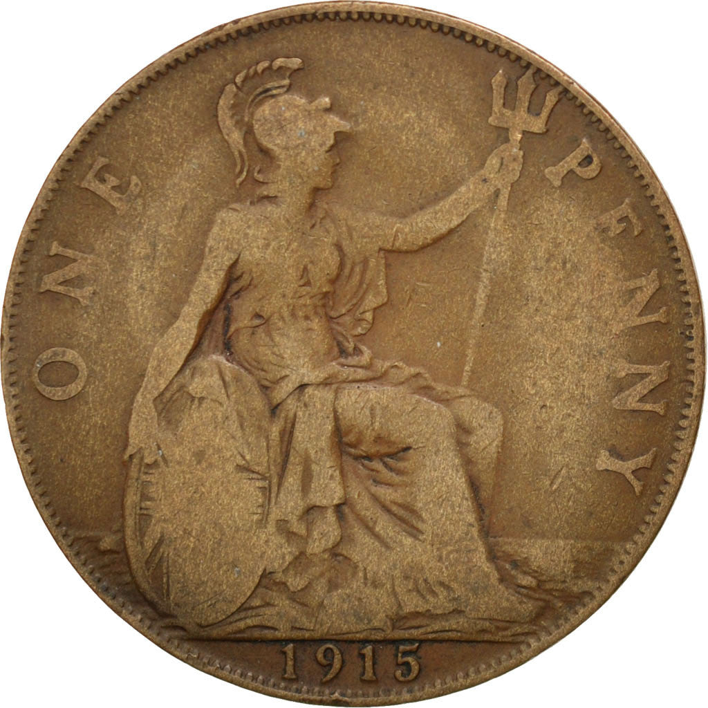 Moneta, Gran Bretagna, George V, Penny, 1915, MB, Bronzo, KM:810