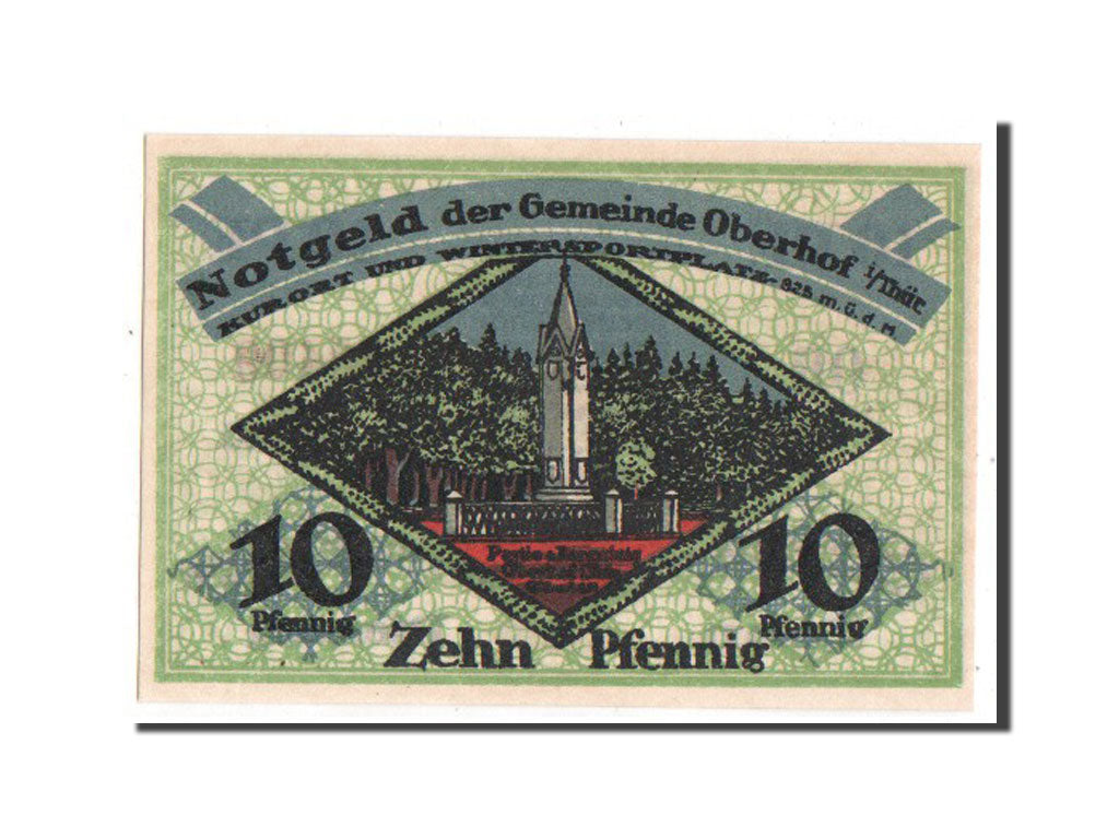 Billet, Allemagne, Oberhof Gemeinde, 10 Pfennig, 1919, SPL, Mehl:996.1c