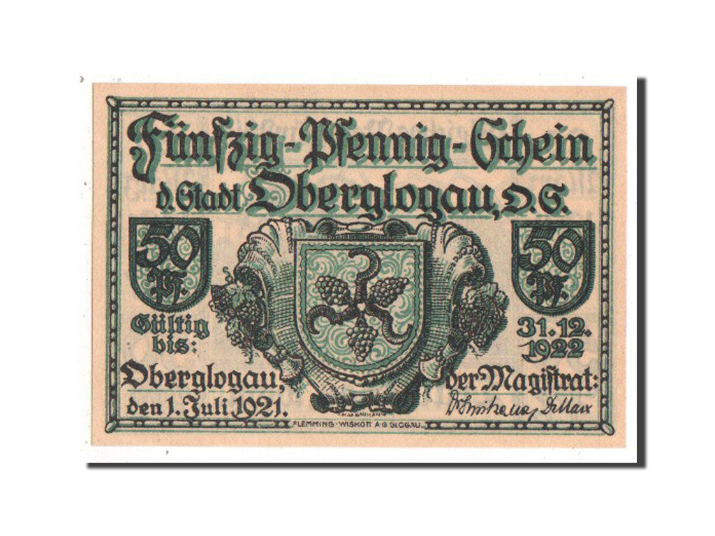 Germany, Oberglogau, 50 Pfennig, 1921, UNC(63), Mehl #994.1b
