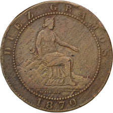 Moneta, Spagna, Provisional Government, 10 Centimos, 1870, MB, Rame, KM:663