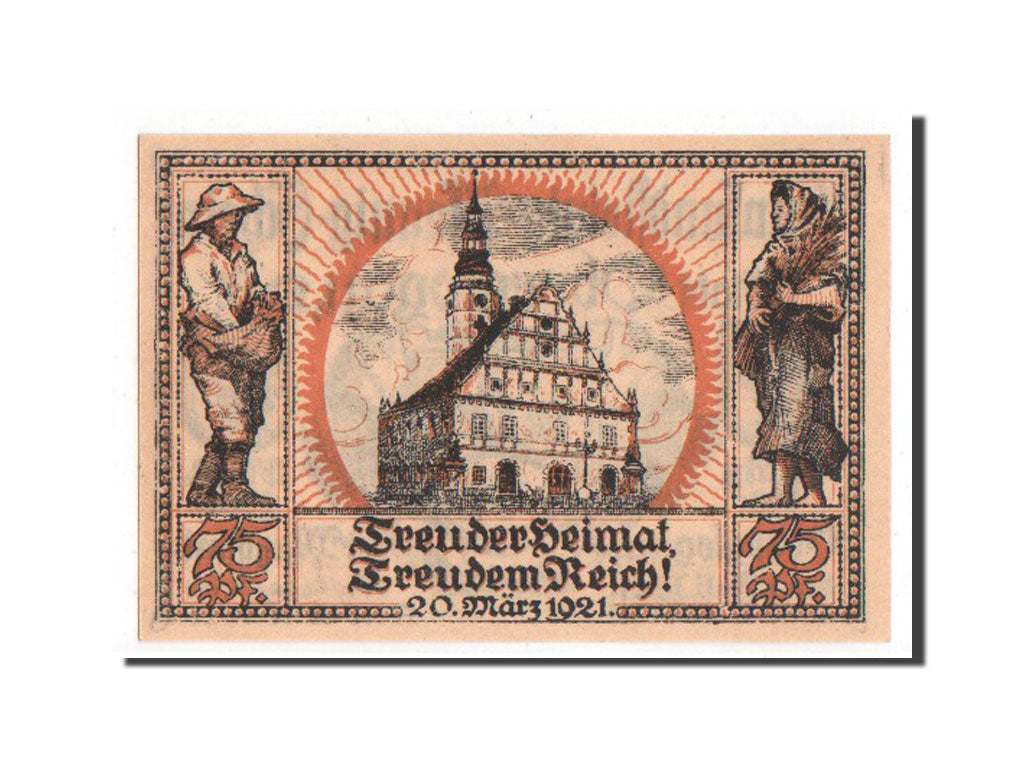 Germany, Oberglogau, 75 Pfennig, 1921, UNC(63), Mehl #994.1b