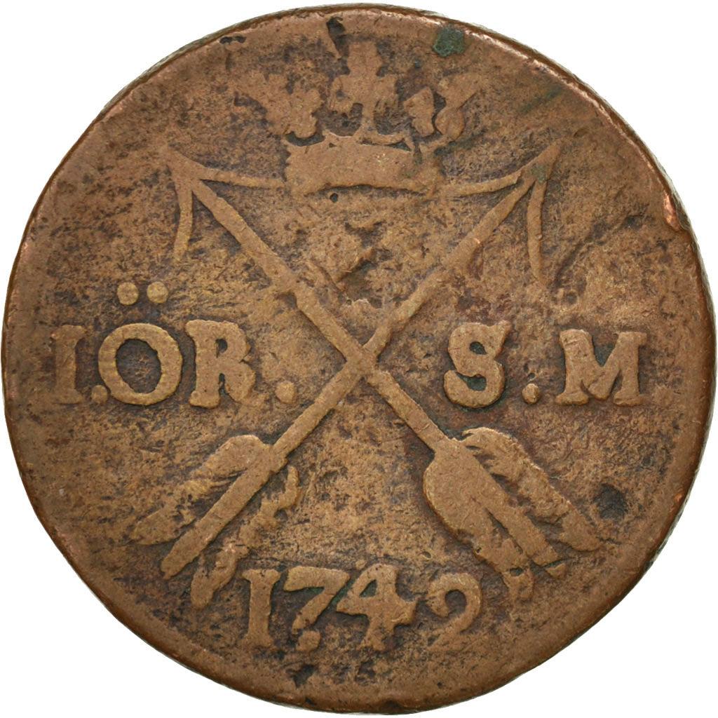 Svezia, Frederick I, Ore, S.M., 1742, B, Rame, KM:416.1
