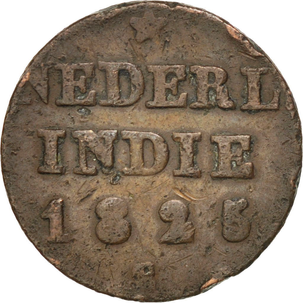 NETHERLANDS EAST INDIES, 1/4 Stuiver, 1825, Utrecht, KM #287, VF(20-25),...