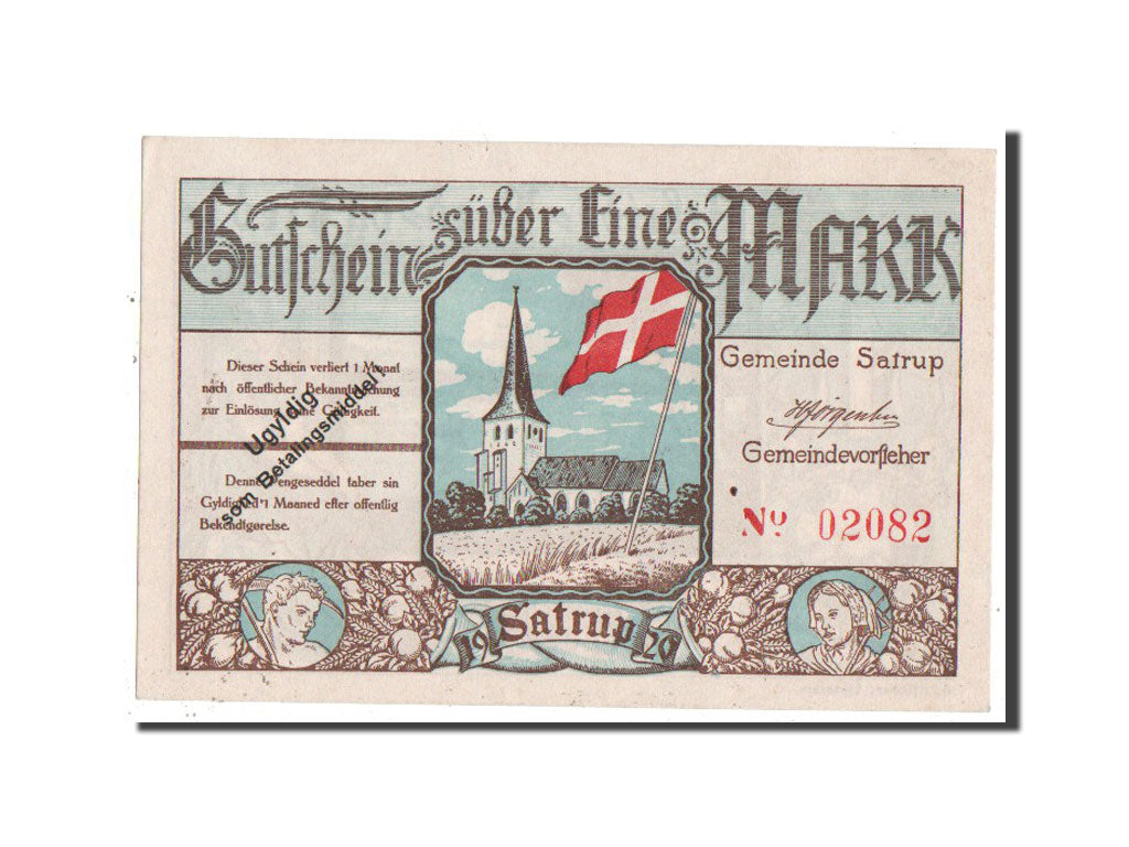 Billete, Alemania, Satrup, 1 Mark, 1920, SC, Mehl:1168.2d