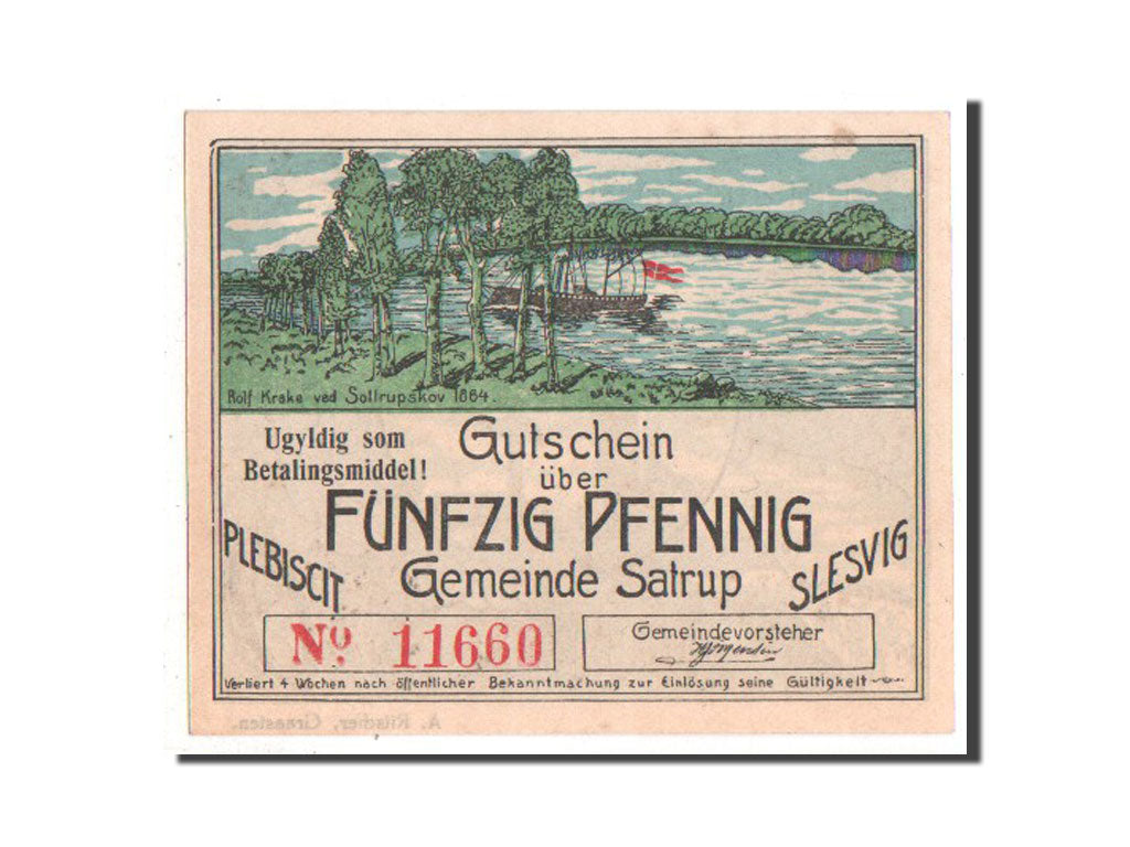 Germany, Satrup, 50 Pfennig, 1920, UNC(63), 11660, Mehl #1168.2d