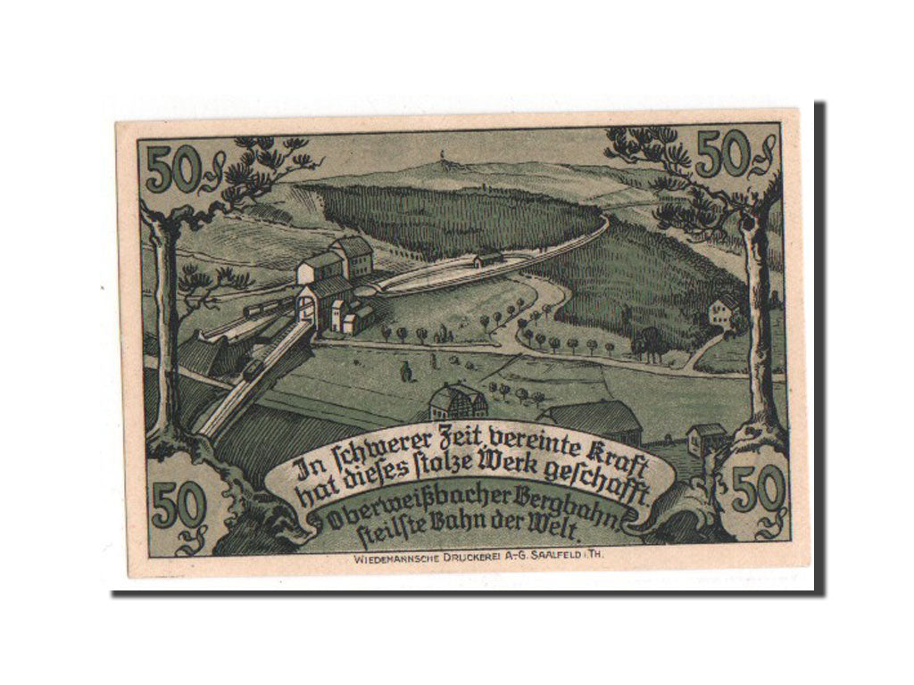 Banknote, Germany, Oberweissbach Cursdorf Deesbach und Lichtenhain, 50 Pfennig