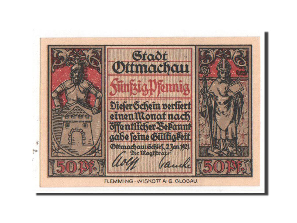 Germany, Ottmachau Stadt, 50 Pfennig, 1921, UNC(63), Mehl #1040.1
