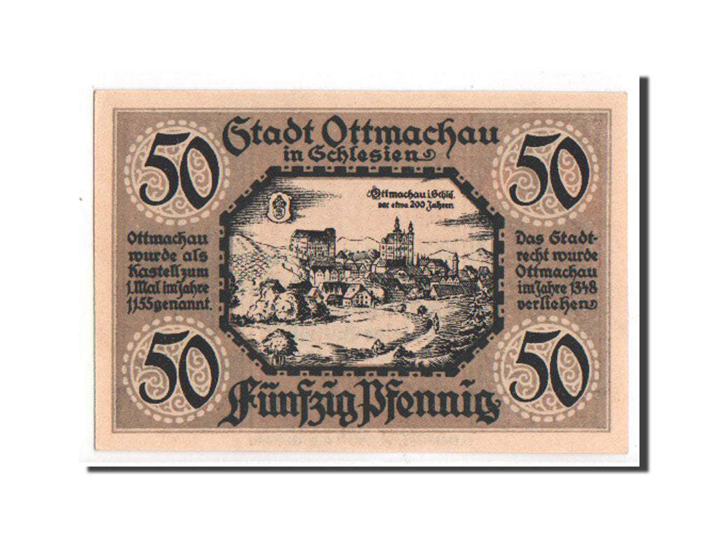 Germany, Ottmachau Stadt, 50 Pfennig, 1921, UNC(63), Mehl #1040.1