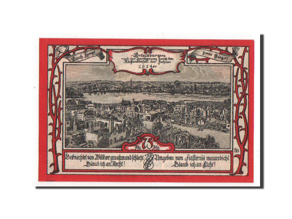 Germany, Ostpreußen, 75 Pfennig, 1921, UNC(65-70), Mehl #1027.1