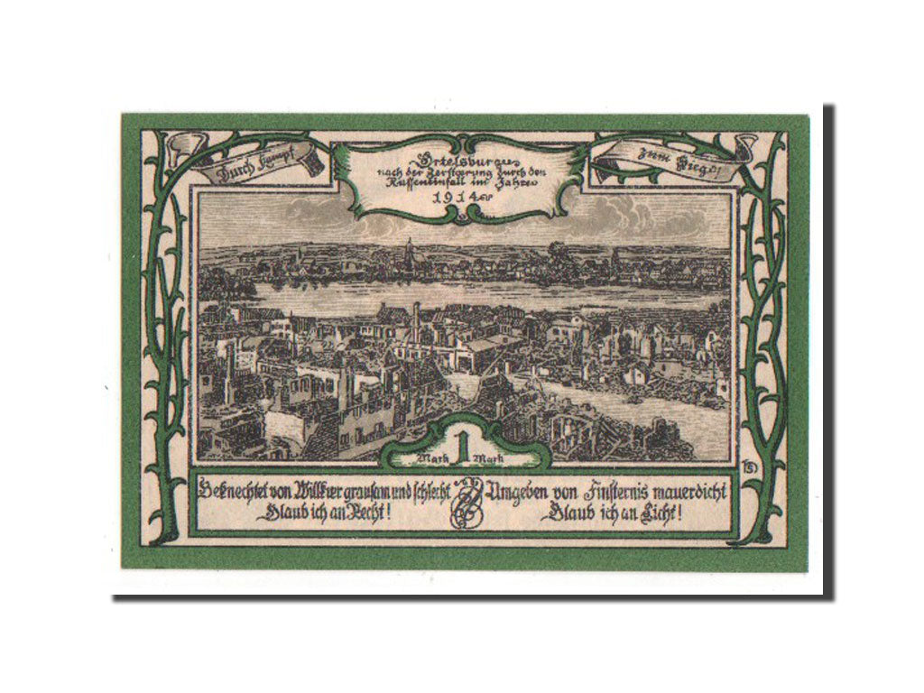 Germany, Ostpreußen, 1 Mark, 1921, UNC(65-70), Mehl #1027.1