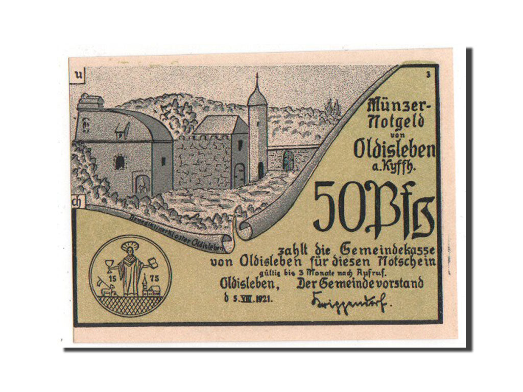 Banknote, Germany, Oldisleben Gemeinde, 50 Pfennig, 1921, UNC(65-70)
