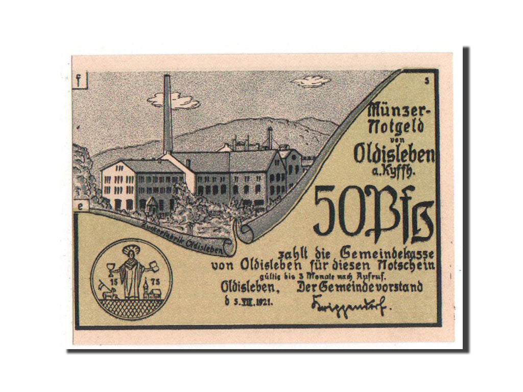 Banknote, Germany, Oldisleben Gemeinde, 50 Pfennig, 1921, UNC(65-70)