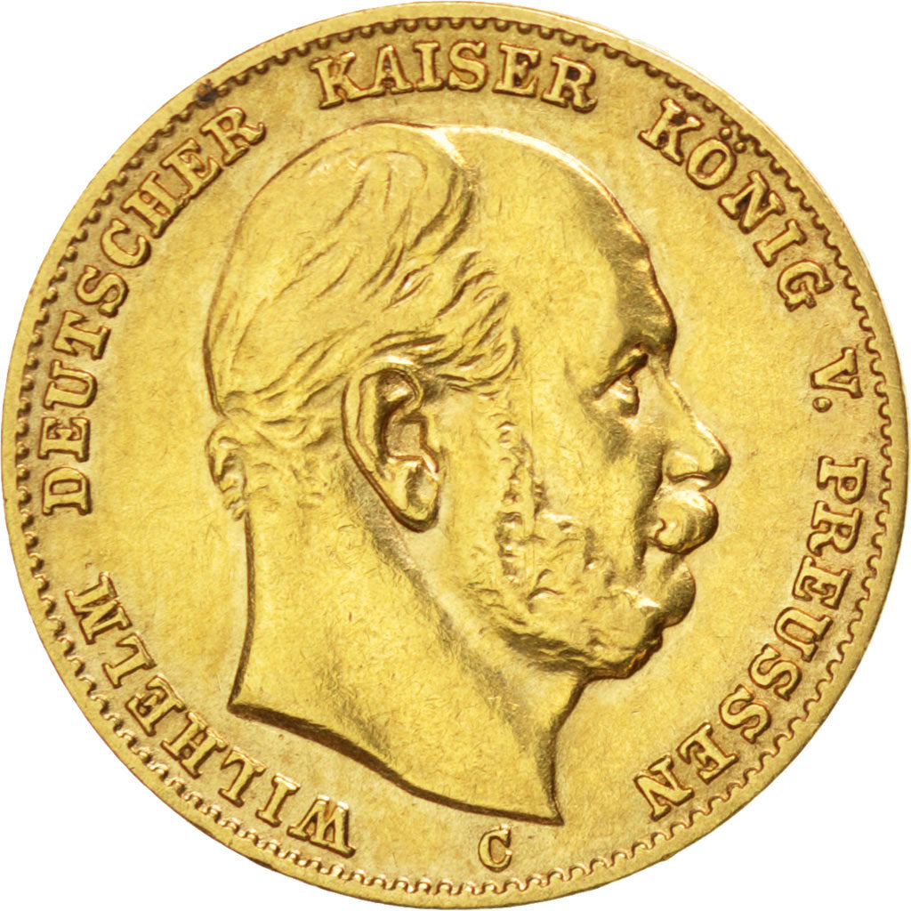 German States, 10 Mark, 1874, Frankfurt, KM #504, AU(50-53), Gold, 3.96