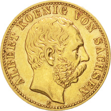 German States, 10 Mark, 1877, Dresde, KM #1235, AU(55-58), Gold, 3.99