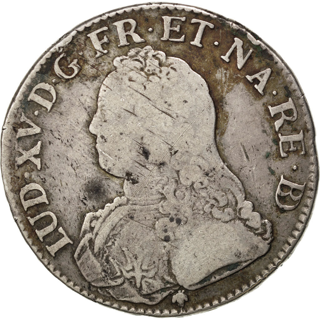 FRANCE, Écu de Béarn aux branches d'olivier, ECU, 1734, Pau, KM #487, VF(20-25),